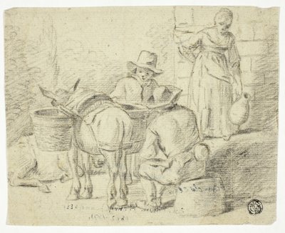 Män och åsnor, kvinna med kanna av Edwin Henry Landseer
