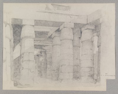 Khonsu-templet i Karnak, 1887 (grafit på texturerat vävt papper) av Edwin Howland Blashfield
