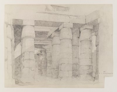 Khonsu-templet i Karnak, 1887 (grafit på vävt papper) av Edwin Howland Blashfield