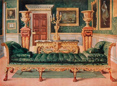 Mahogny and Gilt Georgian Suite i Gallery and Green Drawing Room of Longford Castle av Edwin John Foley