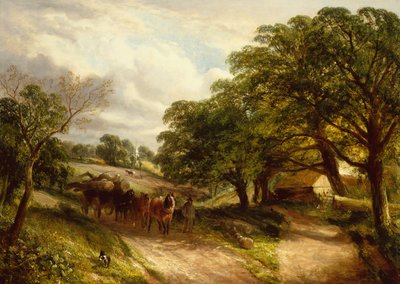 Carting Timber (olja på duk) av Edwin L. Meadows