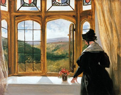 Hertiginnan av Abercorn tittar ut genom ett fönster av Edwin Landseer