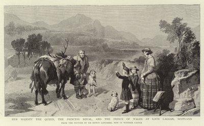 Hennes Majestät Drottningen, Princess Royal och Prince of Wales vid Loch Laggan, Skottland av Edwin Landseer