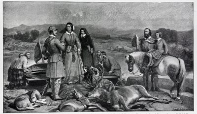 Queen Victoria tulaueleele i Loch Muick, ina ua uma le ata o le 1850 swed av Edwin Landseer