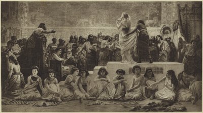 Den babyloniska äktenskapsmarknaden (fotogravyr) av Edwin Longsden Long
