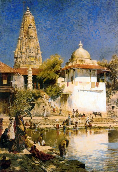 Banganga Tank och Walkeshwar Temple i Bombay, 1890-talet. av Edwin Lord Weeks