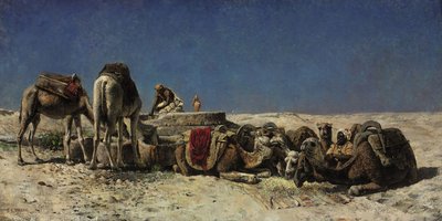 Kameler bredvid en cistern av Edwin Lord Weeks