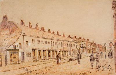 The Shambles, från Church Street, ca 1891-1917 (akvarell på papper) av Edwin Robert Beattie