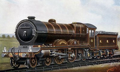 Över den fjärde bron: Motorn av typen Aberdonian "Atlantic" för North British Railway av Edwin Thomas Rudd