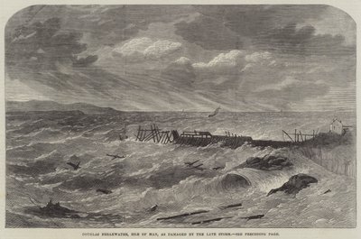 Douglas Breakwater, Isle of Man, skadad av den sena stormen av Edwin Weedon