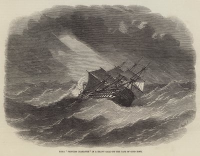 HMS Prinsessan Charlotte i en kraftig kuling utanför Godahoppsudden av Edwin Weedon