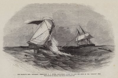 Hennes Majestäts Brig Nautilus, Commander W T Rivers, skickar en båt för att rädda besättningen på Horatio Brig av Edwin Weedon