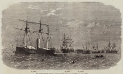 Hennes Majestäts skepp Majestic håller vakt över Steam-Rams i Mersey av Edwin Weedon