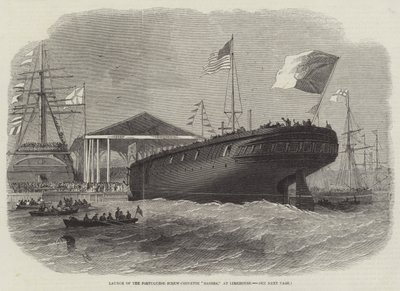 Lansering av den portugisiska Screw-Corvette Sagres, vid Limehouse av Edwin Weedon