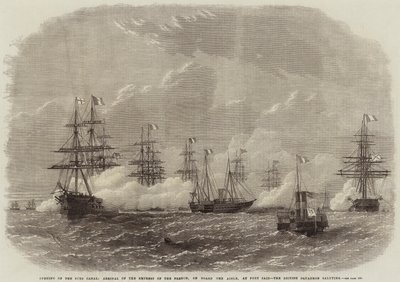 Öppnande av Suezkanalen, Fransmännens kejsarinnans ankomst ombord på Aigle, vid Port Said, den brittiska skvadronen hälsar av Edwin Weedon
