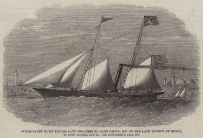 Steam-Yacht byggd för hans framlidne höghet El Hami Pacha, son till den framlidne vicekonungen av Egypten, av Scott Russell and Company av Edwin Weedon