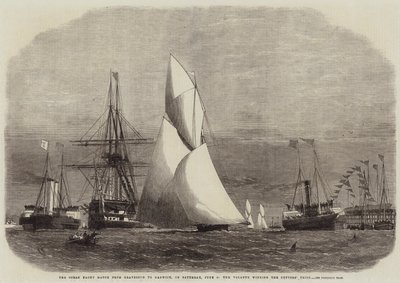 Ocean Yacht Match från Gravesend till Harwich lördagen den 4 juni, där Volante vann priset för kuttrar. av Edwin Weedon