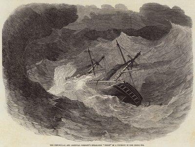 Peninsular and Oriental Companys ångfartyg Pekin i en tyfon i Kinasjön av Edwin Weedon