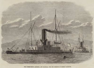 Turret-Ships Abyssinia och Magdala, för försvaret av Bombay Harbor av Edwin Weedon