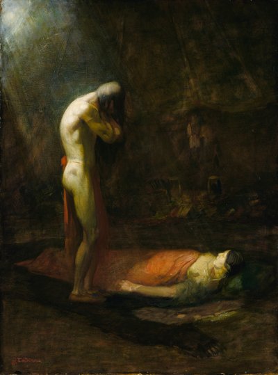 The Mourning Brave, ca. 1892. av Edwin Willard Deming