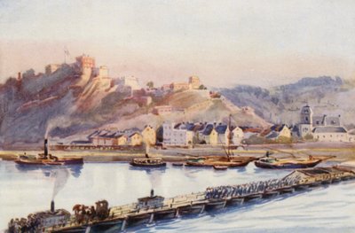 Rhen: Ehrenbreitstein, båtarnas bro (färglitografi) av Effie Jardine