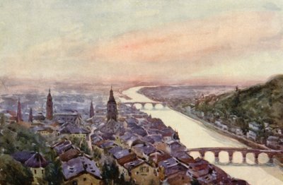 Rhen: Heidelberg och Neckar (färglitografi) av Effie Jardine