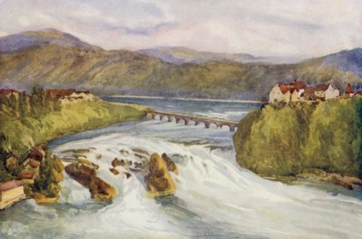 Rhen: Rhenfallen, Schaffhausen (färglitografi) av Effie Jardine