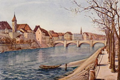 Rhen: Floden Rhen vid Basel, Bale (färglitografi) av Effie Jardine