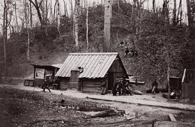 [En facklig station vid James River etablerad för att utvinna krut från konfedererade ..., 1864. av Egbert Guy Fowx