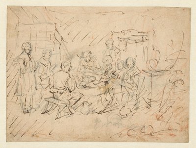 Interiör med en bondfamilj som äter av Egbert van Heemskerck (I)