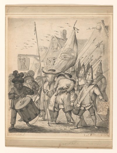 Dieren satir av Egbert van Heemskerck (II) (signed by artist)