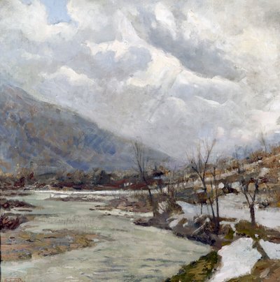 Solstråle, målning av Egidio Riva (1866-1946), olja på duk, 74x74 cm, Italien, 1900-talet av Egidio Riva