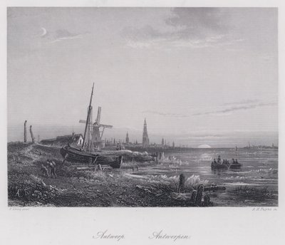 Antwerpen (gravyr) av Egidius Linnig