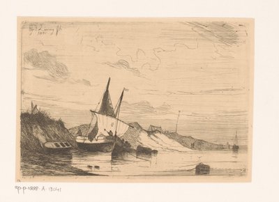 Fiskebåt vid sanddynerna i Blankenberge av Egidius Linnig