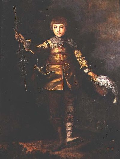 Porträtt av en ung pojke som dansar i en skog av Eglon Hendrick van der (attr. to) Neer