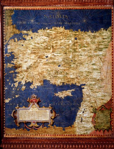 Anatolia Map lavet af Egnazio Danti (1536-1586) matematiker, kosmograf og italiensk arkitekt. Omkring 1567. Firenze, Palazzo Vecchio, Sala del Mappamondoswed av Egnazio Danti