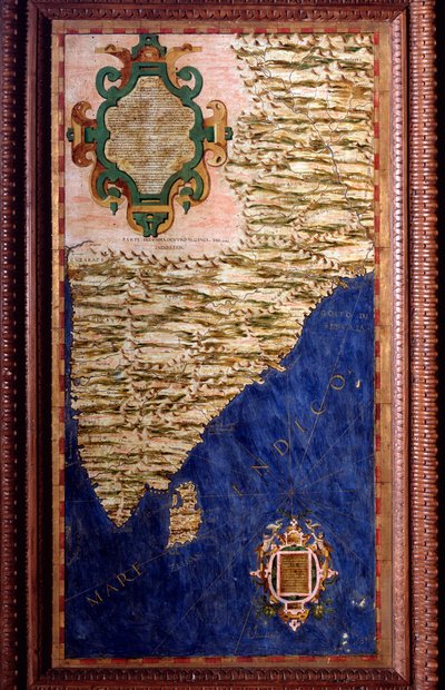 Indien Karta gjord av Egnazio Danti (1536-1586) matematiker, kosmograf och italiensk arkitekt. Omkring 1567. Florens, Palazzo Vecchio, Sala del Mappamondo av Egnazio Danti