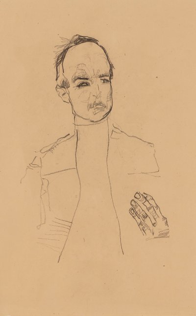 2022 NYR 20682 0724 001(egon schiele sittande pojke med knäppta händer porträttstudie dr oska011034) av Egon Schiele