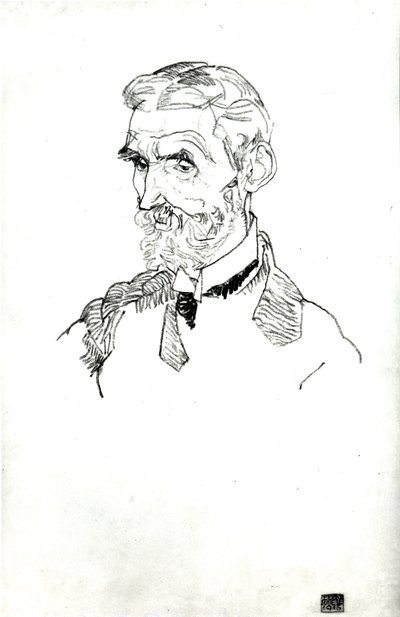 Ett porträtt av konstnärens svärfar, Johann Harms, 1915 av Egon Schiele