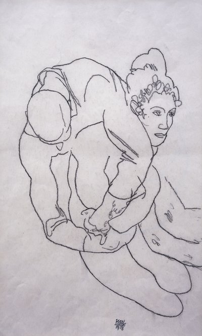 Att bli omfamnad; Uarmende, 1918 av Egon Schiele