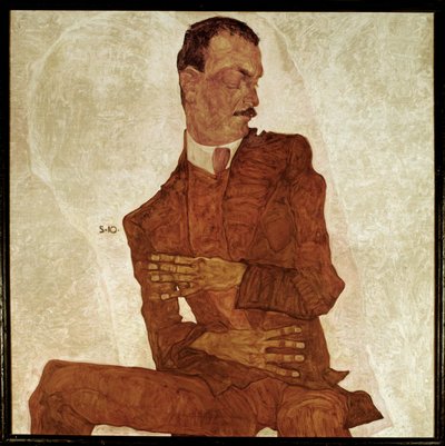Bildnis Arthur Roessler ... (målning på duk) av Egon Schiele