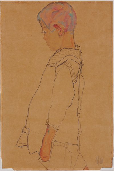 Barn i profil vänd åt vänster av Egon Schiele