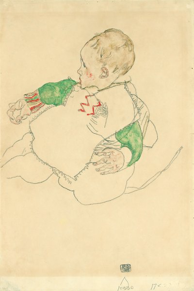 Barn med gröna ärmar av Egon Schiele