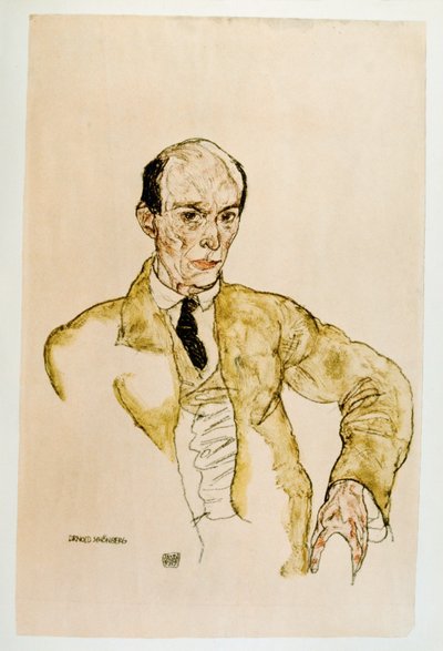 Kompositören Arnold Schönberg, Komponisty Arnolf Schönberg Gouache, ... (gouache) av Egon Schiele