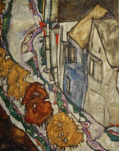 Bågen i hus II ... (olja på duk) av Egon Schiele