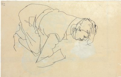 Erich Lederer i profil, hand mot huvud, 1912 av Egon Schiele