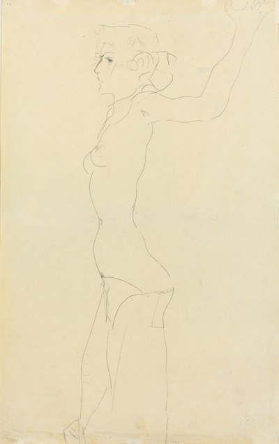 Naken kvinna; Madchenakt, 1911 av Egon Schiele