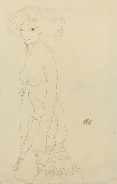 Naken kvinna; Madchenakt, 1911 av Egon Schiele