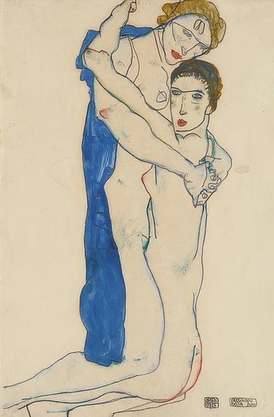Flickvän, rosa-blå. 1913 av Egon Schiele