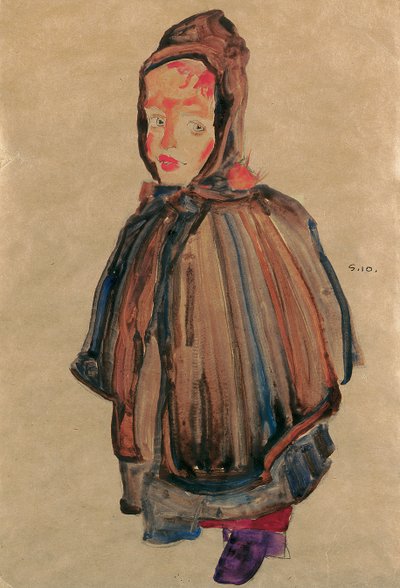Flicka med huva, 1910 av Egon Schiele